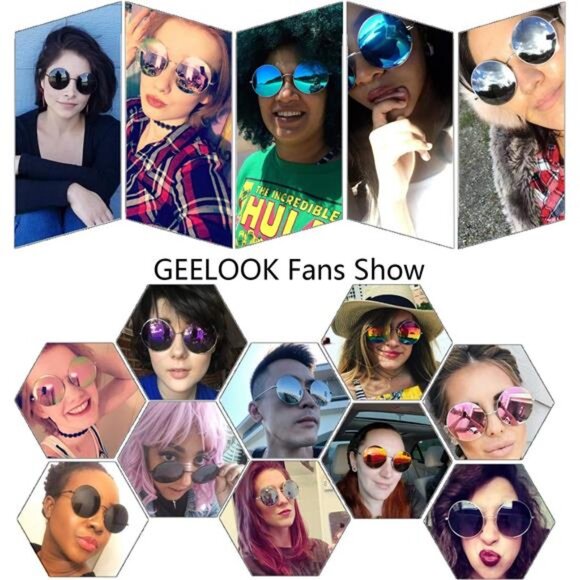 Round Sunglasses Polarized Oversized Circle Metal Frame Mirrored Hipster Women M - Picture 4 of 7